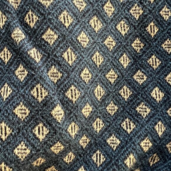 Vintage Engbers Casualwear Blue Diamond Polo Sweater Pattern AOP Fall Unisex L - Picture 2 of 14